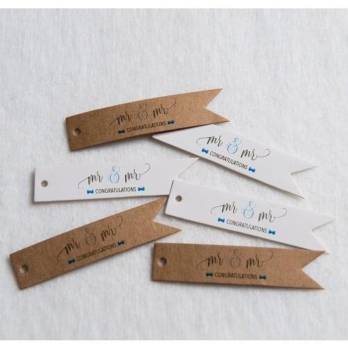 100pcs wedding retro label DIY graffiti word card wedding party gift thick kraft paper white paper custom tag bride and groom