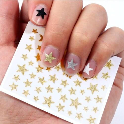 Nail Stickers 3D Nail Slider Stars Stickers Glitter Shiny Decoration Decal DIY Transfer Adhesive Colorful Nail Art Tips Manicure