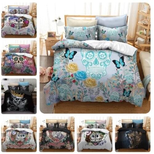 Skull Design Punk Style 3D Lifelike Home Textiles New Style Fashion Comfortable Duvet Cover Set Pillowcase Free Shipping TM07