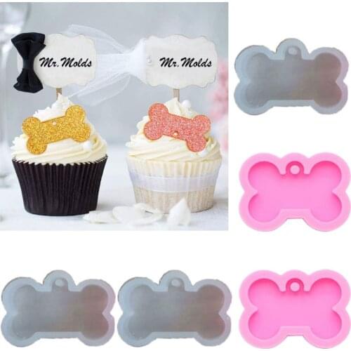 5Pcs Silicone Bone Shape Pendant Resin Mold DIY Dog Tag Dog Bone Shaped Keychain Resin Casting Mold Resin Craft Tools