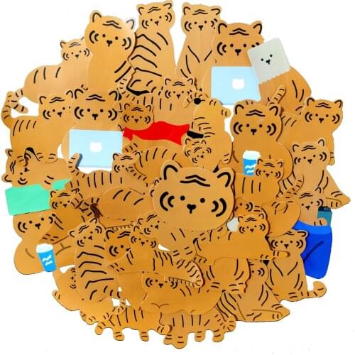 50Pcs Korea Ins Cute tiger Cartoon Sticker For Suitcase Skateboard Laptop Luggage Fridge Phone Car Styling DIY Decal Sticker