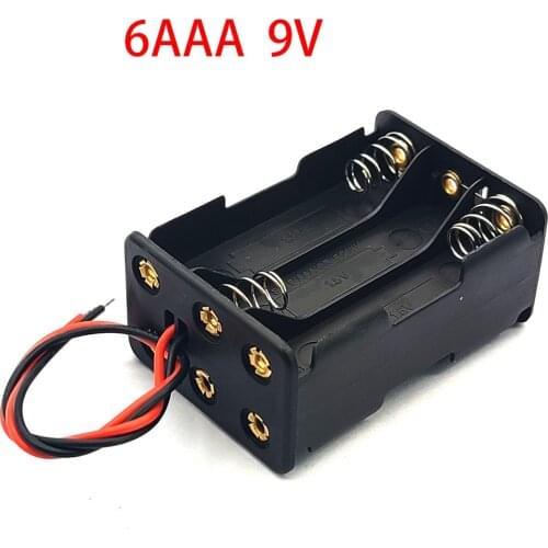 3-slot 6 x AAA Battery Back To Back Holder Case Box Storage With Wire Leads