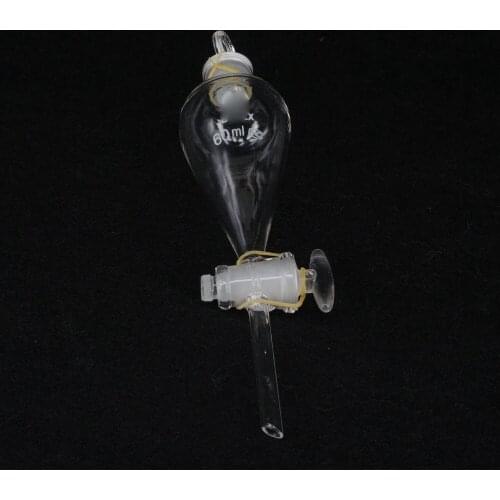 60ML Standard Stopper Glass Pear Shaped Separatory Funnel with Glass Stopcock