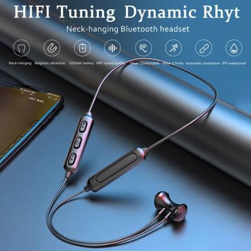 Wireless Bluetooth-compatible Earphones Sports Running Neck Headset Stereo Handsfree With Microphone Noise reduction Headphones