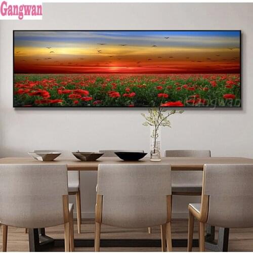 Large DIY diamond embroidery poppy flower full square round diamond painting cross stitch 5D mosaic cloud birds home decoration