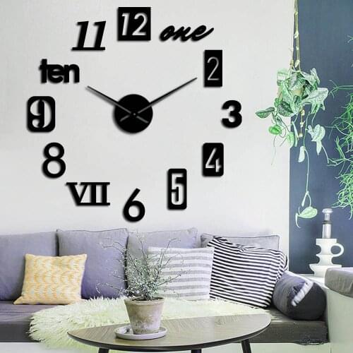 Different Types of Numbers 3D DIY Mute Clock Watch Self Adhesive Fashion Home Kit Decoration Housewarming Gift Modern Wall Clock