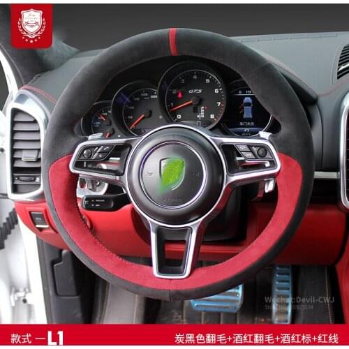 Steering wheel cover for Porsche Taycan Panamera Cayenne Macan 718 911 971 9YA Real Alcantara hand-stitch suede grip Auto parts