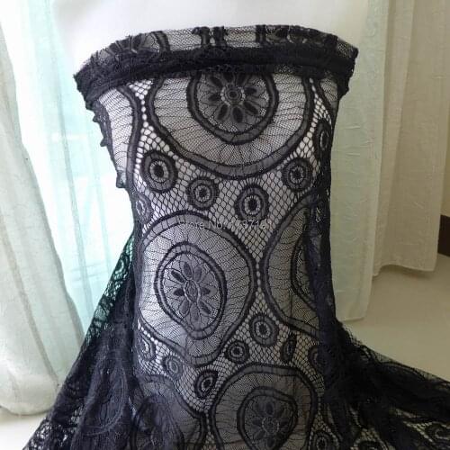 Black stretch lace fabric charlotte design fabric retro circular lace fabric by the yard