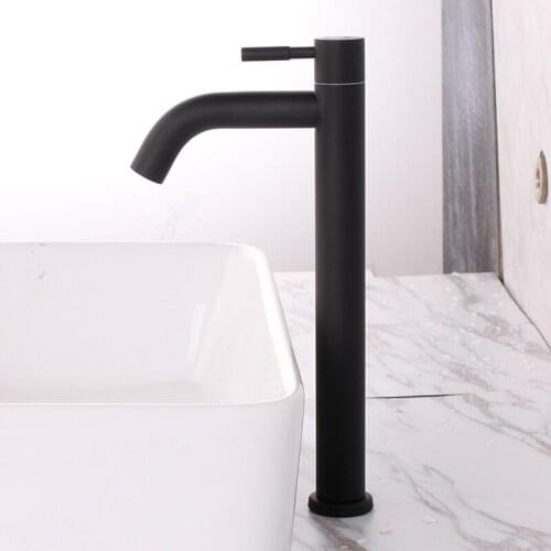 Black single cold deck mounted bathroom faucet basin tap high wash basin faucets