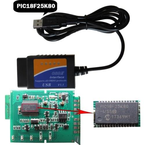 ELM327 USB Interface OBD2 Diagnostic Scanner ELM327 V1.5 ELM 327 V 1.5 OBD 2 Auto Code Reader Scan Tool Real PIC18F25K80 Chip