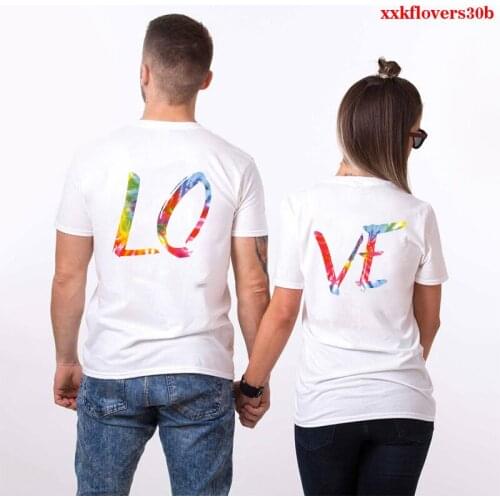 KING QUEEN LOVE Print Couple T Shirt Lovers Short Sleeve O Neck Loose Tshirt Fashion Woman Man Tee Shirt Tops Clothes Gothic Top