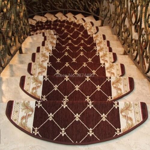 European-style Household Stair Mats Adhesive-free Self-adhesive Stepping Mats Non-slip Mats Solid Wood Staircase CarpetFloorMats
