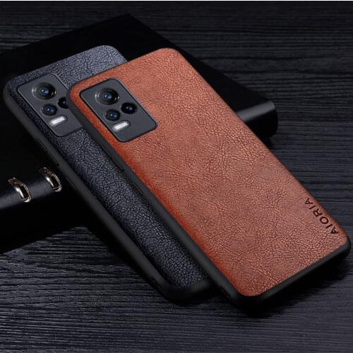 Leather Case For Vivo V21e 4G Luxury Business Style Retro Litchi Pattern Premium Protective Back Cover for vivo V21 E 4G case