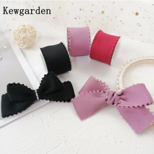 Kewgarden DIY Bow Hair Accessories 16mm 25mm 38 mm 1" 1.5" Ball Side Cotton Ribbons Handmade Tape Webbing 10 Yards