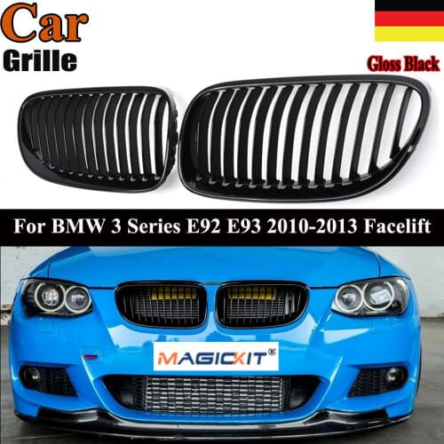MagicKit ABS Gloss Black Car Front Kindly Grill Racing Grille For BMW 3-Series E92/E93 LCI 2D Coupe 2010 2011 2012 2013 Facelift