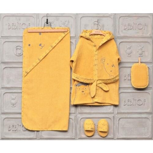 Bebitof Newborn Baby Boys Toddler 100% Cotton Terry Bathrobe & Hooded Towel Set Bathtime Gift Bundle 5 Piece Blue 0 – 24 Month