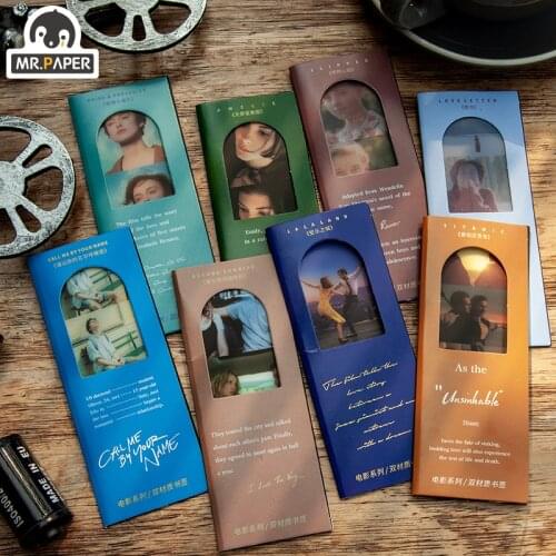 Mr.Paper 8 Designs Ins Style Collection Movie Series Creative Handbook DIY Decorative Bookmark Stationery Student Office Supplie