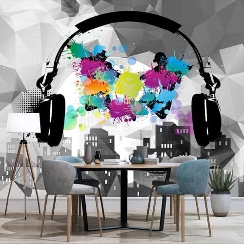 Custom 3D Photo Wallpaper For Walls Headset Music Fashion Graffiti Art Poster Wall Painting Living Room Background Wall Mural 3D