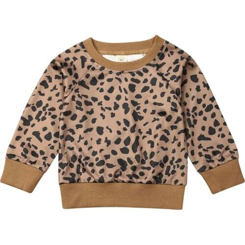 New Baby Girls Long Sleeve Leopard Sweater Tops Casual Blouse Sweatshirts