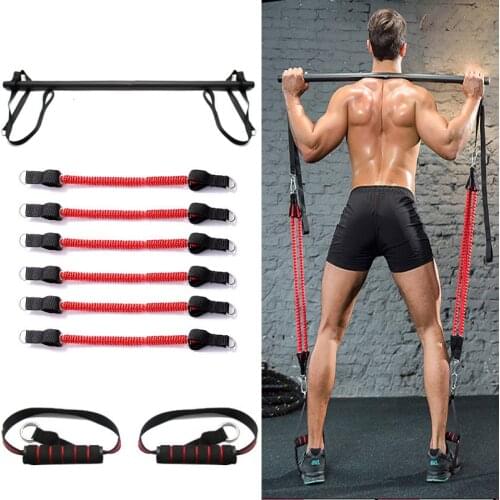Gym Equipment Fitness Portable Adjustable Multifunctional Pilates Bar Stick Kits Set With Resistance Bands