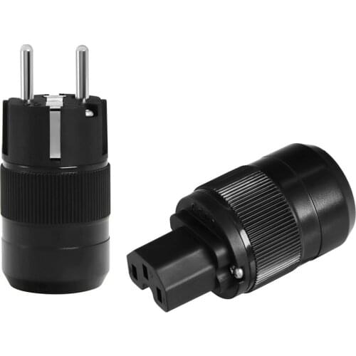 Pair RE+RC Unprint pairs High End Rhodium Plated EUR Schuko EU Power Plug & IEC Connector plug