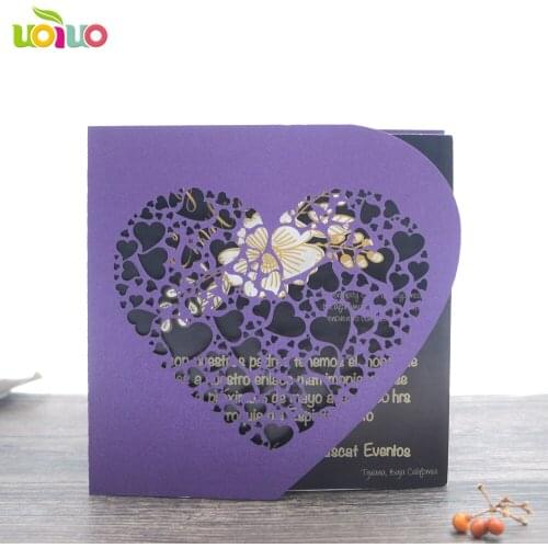 50pc Romantic Romantic Wedding Party Christmas Invitation Card Delicate Carved Heart Pattern Christmas Decoration