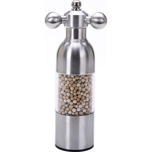Manual Salt Pepper Mill Grinder Stainless Steel Faucet Valve Shape Grinder Spice Sauce Grinder Silver Hand Driven Pepper Mill