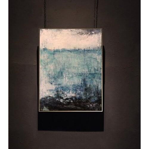 Handmade Green Color Canvas Painting Hand Painted Oil Painting for Living Room Abstract Blue and White Painting Home Decoration