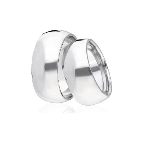 9 Mm Cambered Silver Couple Wedding Rings