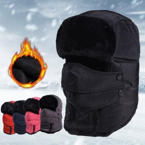 Bomber Hat Women Men Thick Fluffy Windproof Face Mask Neck Cover Winter Outdoor Warmer Scarf Cap Sports Accessories