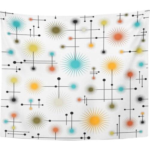 Star Retro Starbursts Go Mid Century Modern Lines Home Decor Tapestries Tablecloth
