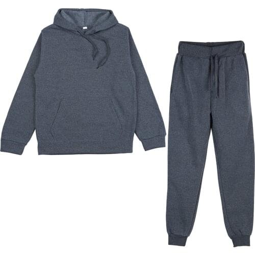 Solid Color Mens Full Suit Tracksuit Simple Style Sweatpants Hoodies For Men Pure Color 2 Piece Set Fitness Sets Warm Streetwear