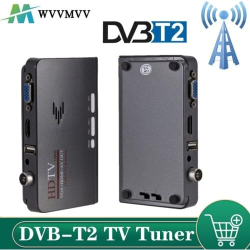 WVVMVV DVB-T/DVB-T2 TV Tuner Receiver DVB T/T2 TV Box VGA AV CVBS 1080P HDMI digital HD Satellite receiver With Remote Control