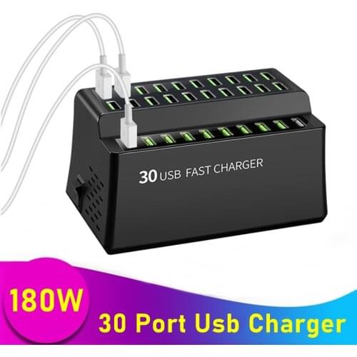 Tongdaytech 180W Multi USB Charger 30 Port Usb Fast Charger For Iphone X 8 11 Quick Charge Carregador Portatil For Samsung S10