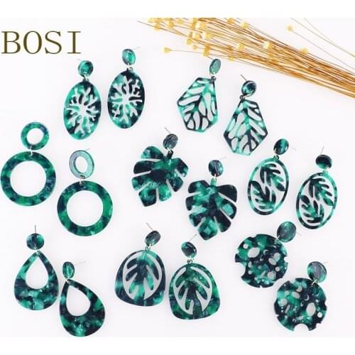 Green Geometric Acrylic Earrings For Women Resin Earings Boho Fashion Round Jewelry Big Long Drop Earring Trendy Statement New