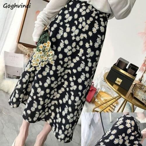 Women Skirts One-piece Wrap Printed Floral Daisy Lace-up Leisure Loose Fashion Elegant Ladies A-line Sexy Korean Style Chic Soft