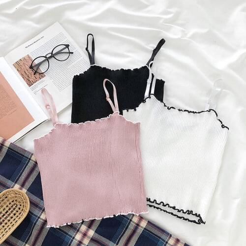 Women Tanks Tops Summer 2021 Sunken Stripe Camisole Female Camis Crop Top For Women