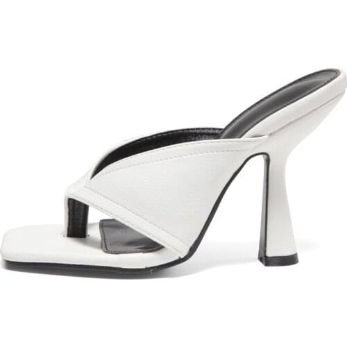 2021 Women Temperament White Office High Heels Summer Fashion Personality Flip Flops Slip-on Comfortable Ladies Women Shoes