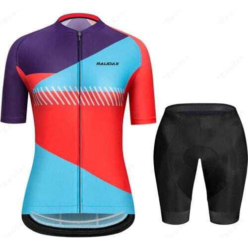 Raudax Womens Cycling Jersey Set New Summer Anti-UV Cycling Bicycle Clothing Quick-Dry Mountain Female Bike Clothes Cycling Set