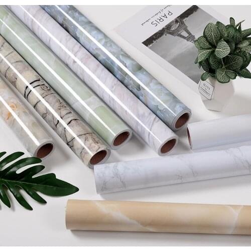 0.6m*3m Kitchen Countertops Oil Proof Stickers Waterproof Self-adhesive Wallpaper Marble Stickers Renovation Household Tile