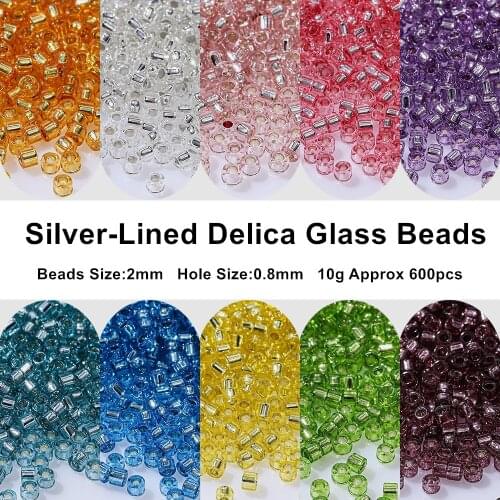 1.6mm 2mm Delica Glass Japanes Beads Silver-Lined Seed Beads Charm For Jewelry Making Necklace Bracelet Diy Supplies Accessories