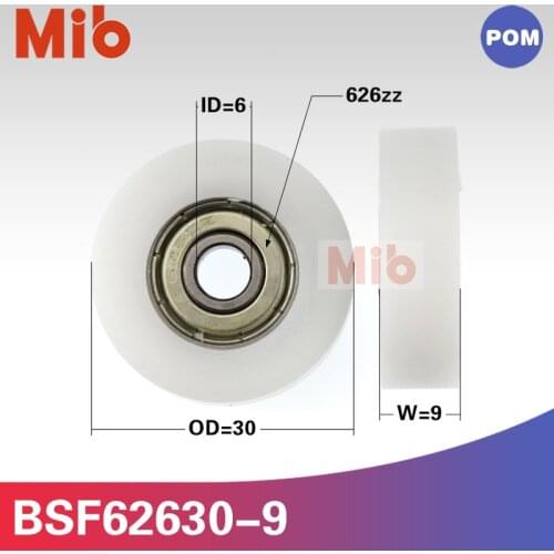 1pcs 626zz flat type POM plastic ball bearing window door fitting wheels outer diameter 30mm pulley 6*30*9mm BSF62630-9