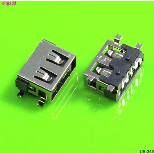 10Pcs/Lot USB Port 2.0 Type A Female 4 Pin SMT 4 Feet 180 Degree Crimping Charge Plug Socket Jack Connector Wire Adapeter
