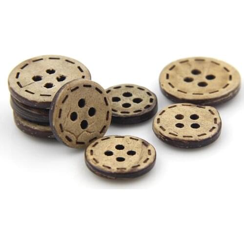 20pcs/pack Natural Environment Coconut Shell Buttons Four-side Coconut Button
