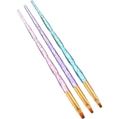 3Pcs Flat UV Gel Brushes Picker Nail Art DIY Acrylic Brush Manicure Tools