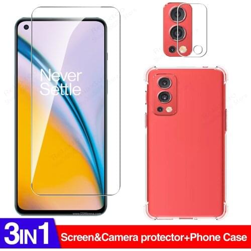 3in1 case protective glass ONE PLUS NORD 2 Tempered Glass lens screen Protector for oneplus nord 2 safe film nord2 phone cover
