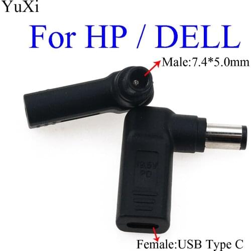 Dc Power Adapter Connector 7.4x5.0mm Male Plug to USB Type C Female Jack Converter for Hp Dell Laptop Notebook Computer Charger