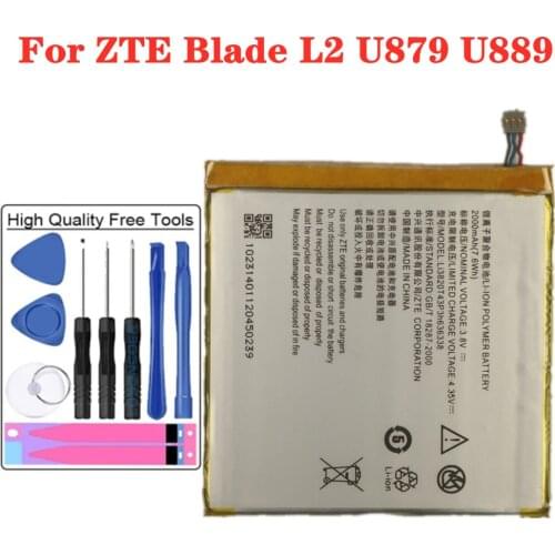 2000mAh Li3820T43P3h636338 Battery For ZTE Blade L2 U879 U889 Built-in Li-ion bateria High Quality Cell Phone Batterie + Tools