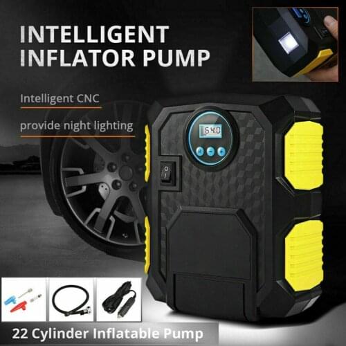 Car Tire Inflatable Pump Air Compressor Auto Portable 12V Car Air Pump Digital Tyre Inflator Compressor with LED Light