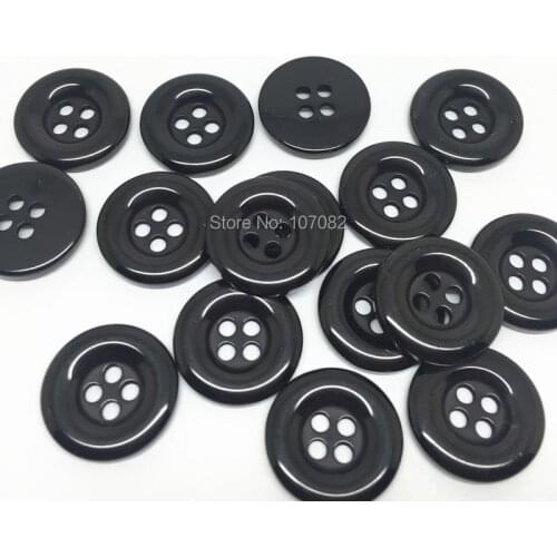 200pcs 18mm Black Round Resin Buttons Sewing 4 Holes Button Embellishments
